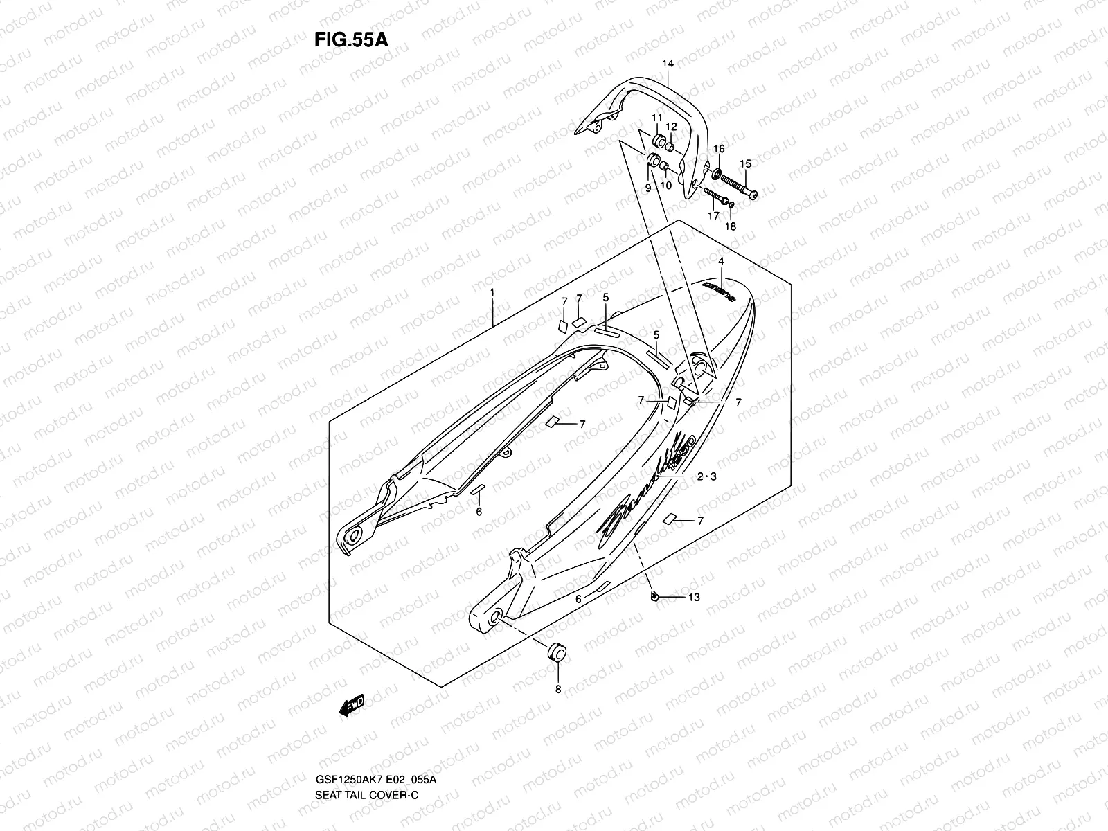 55A - SEAT TAIL COVER (GSF1250K8/AK8/K9/AK9)