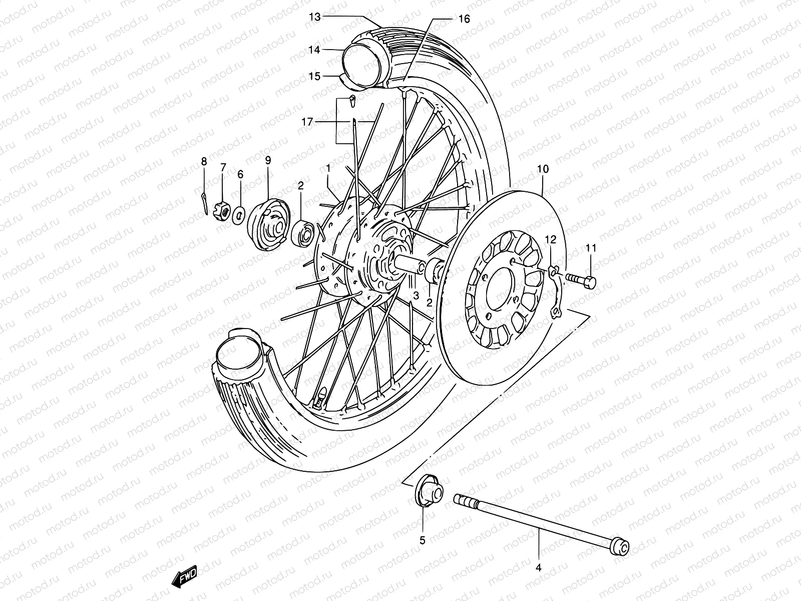 55B - FRONT WHEEL (GS125SR)