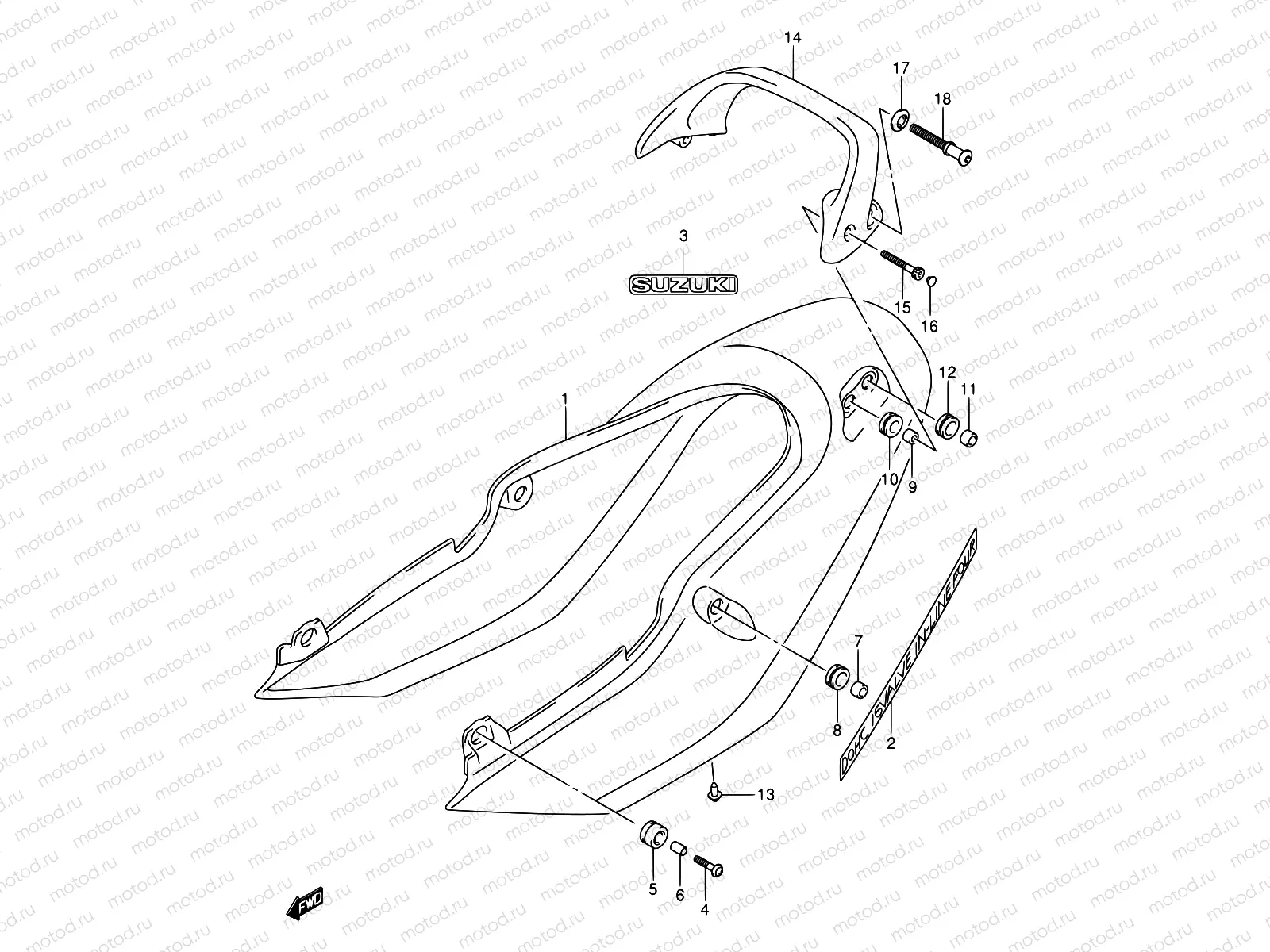 55B - SEAT TAIL COVER (GSF1200SK3)
