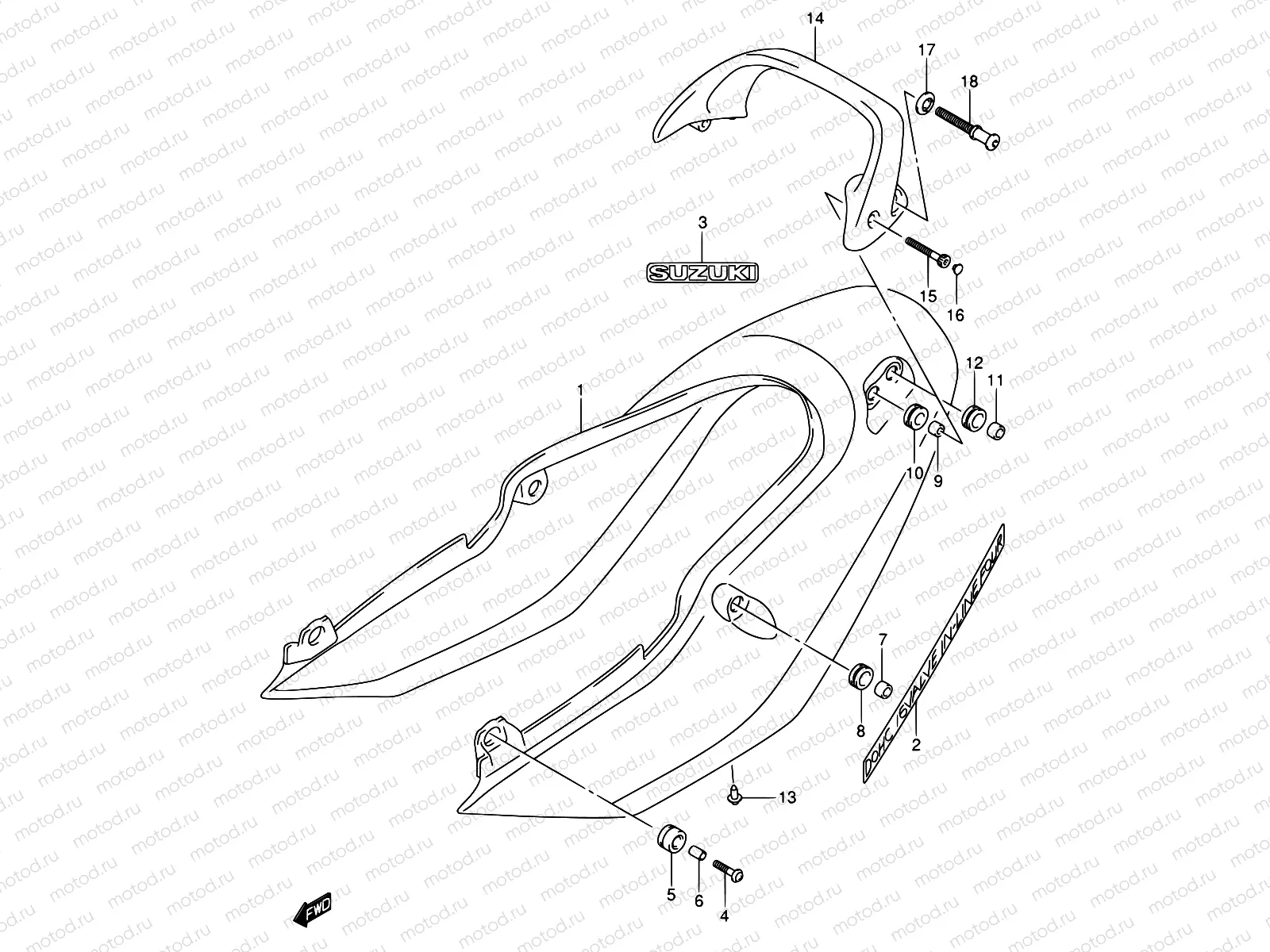 55D - SEAT TAIL COVER (GSF1200SK5)