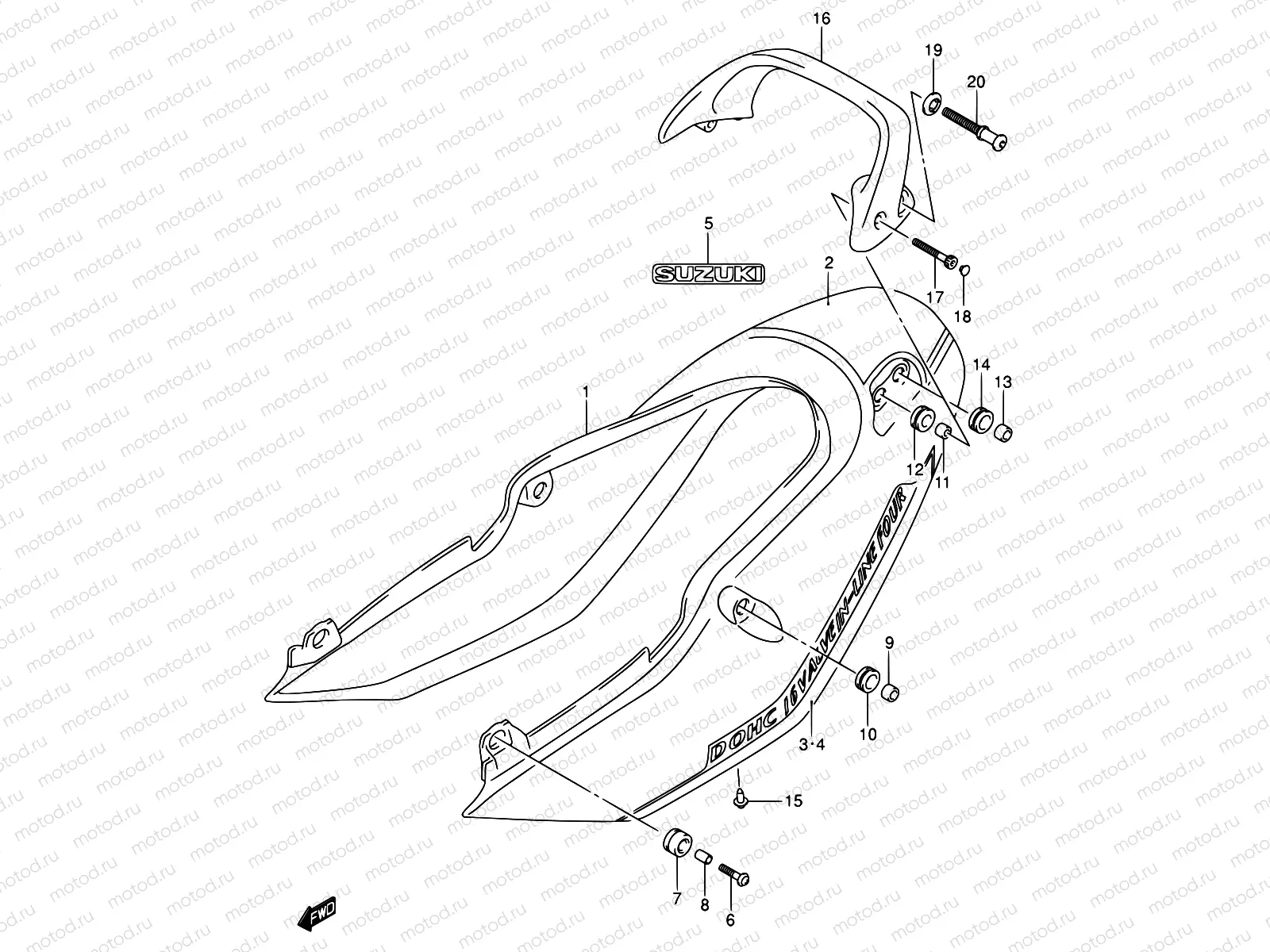 55E - SEAT TAIL COVER (GSF1200SZK5)