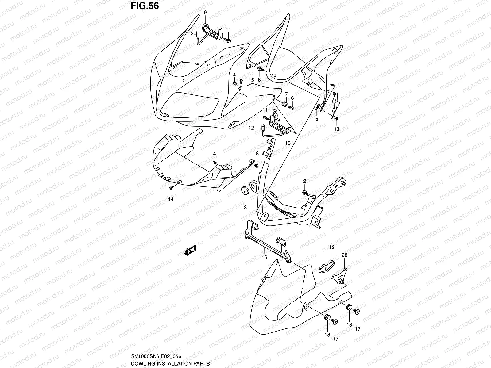 56 - COWLING INSTALLATION PARTS (SV1000S/S1/S2)