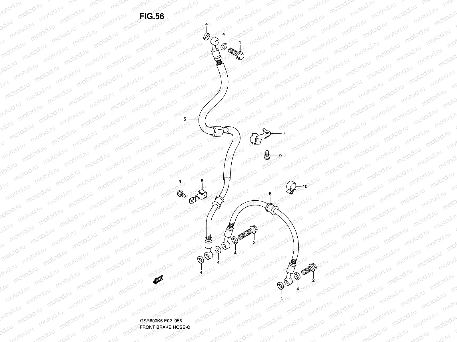 56 - FRONT BRAKE HOSE (GSR600K6/UK6/K7/UK7/K8/UK8/K9/UK9/L0/UL0)
