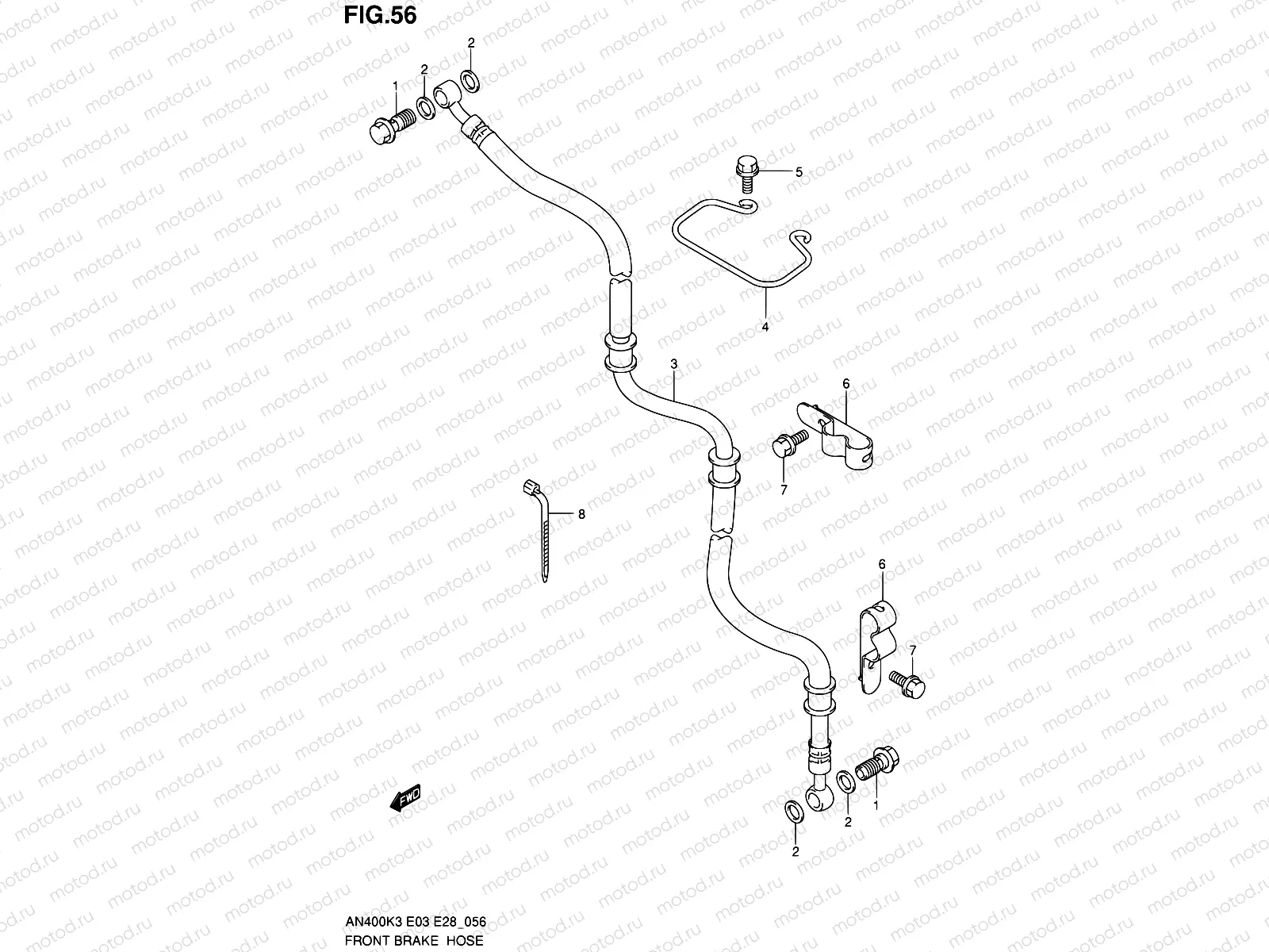 56 - FRONT BRAKE HOSE (MODEL K3)