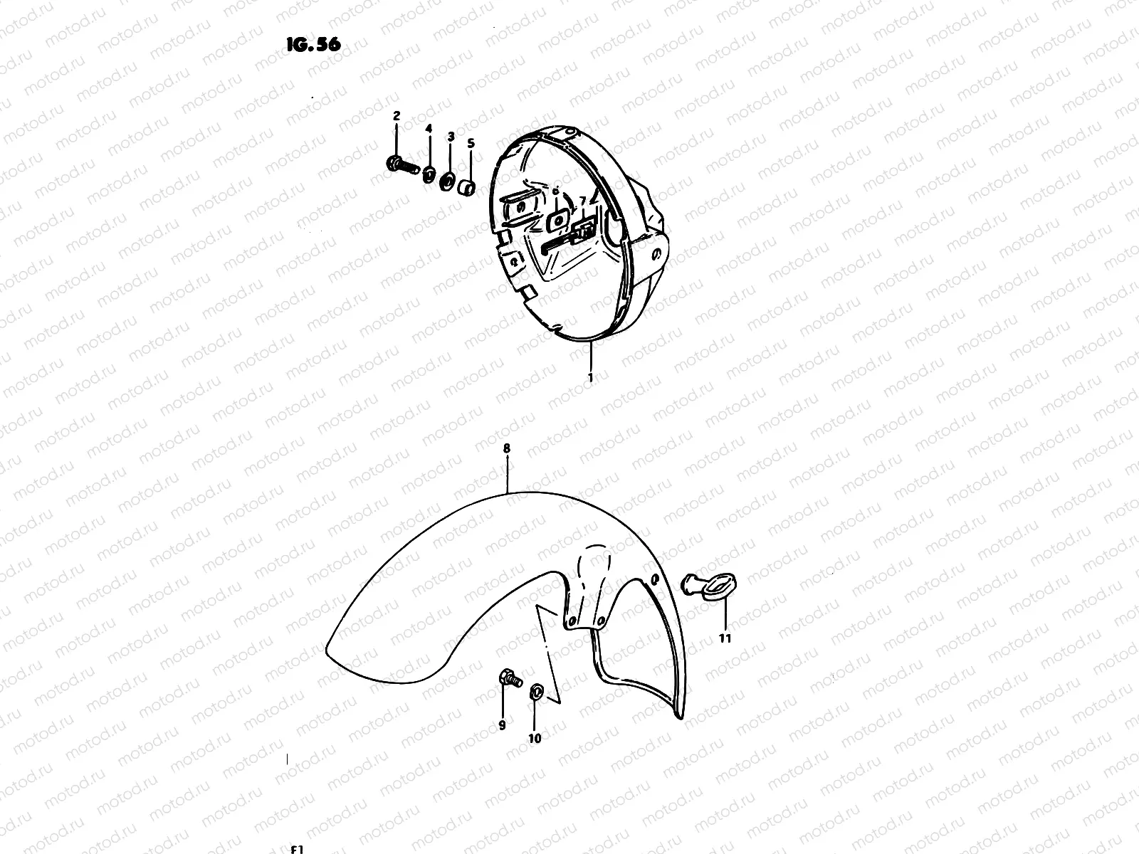 56 - FRONT FENDER - HEADLAMP HOUSING (MODEL D)