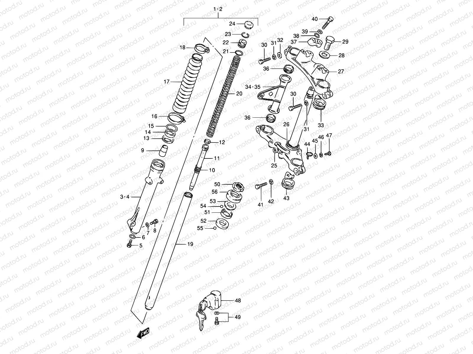 56 - FRONT FORK (MODEL Z/L E09,MODEL Z E95)