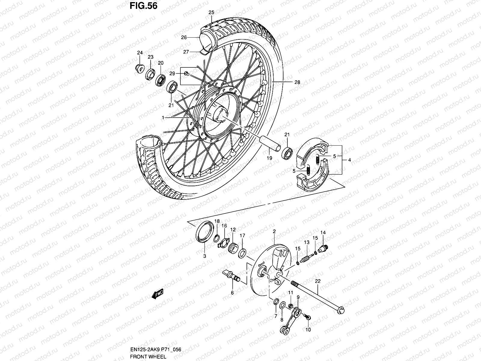 56 - FRONT WHEEL (EN125HUK9/HUZK9)