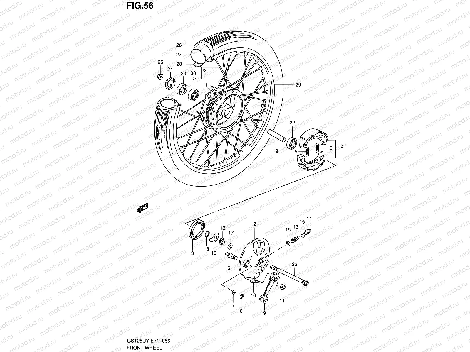 56 - FRONT WHEEL (GS125UX/UY/SUY/SUK1 P91)