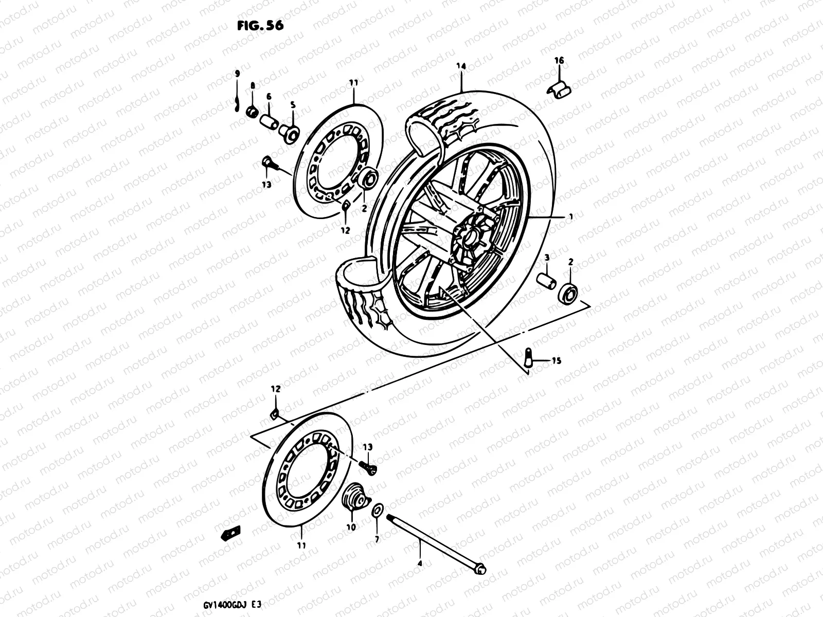 56 - FRONT WHEEL GV1400GDG/GTG -F.NO.103764