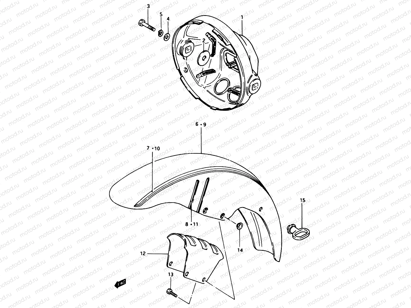 56 - HEADLAMP HOUSING - FRONT FENDER (GSX750EE)