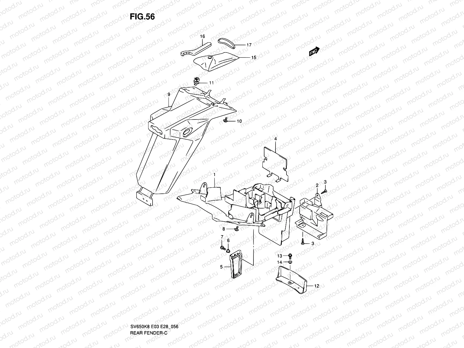 56 - REAR FENDER (SV650/S)
