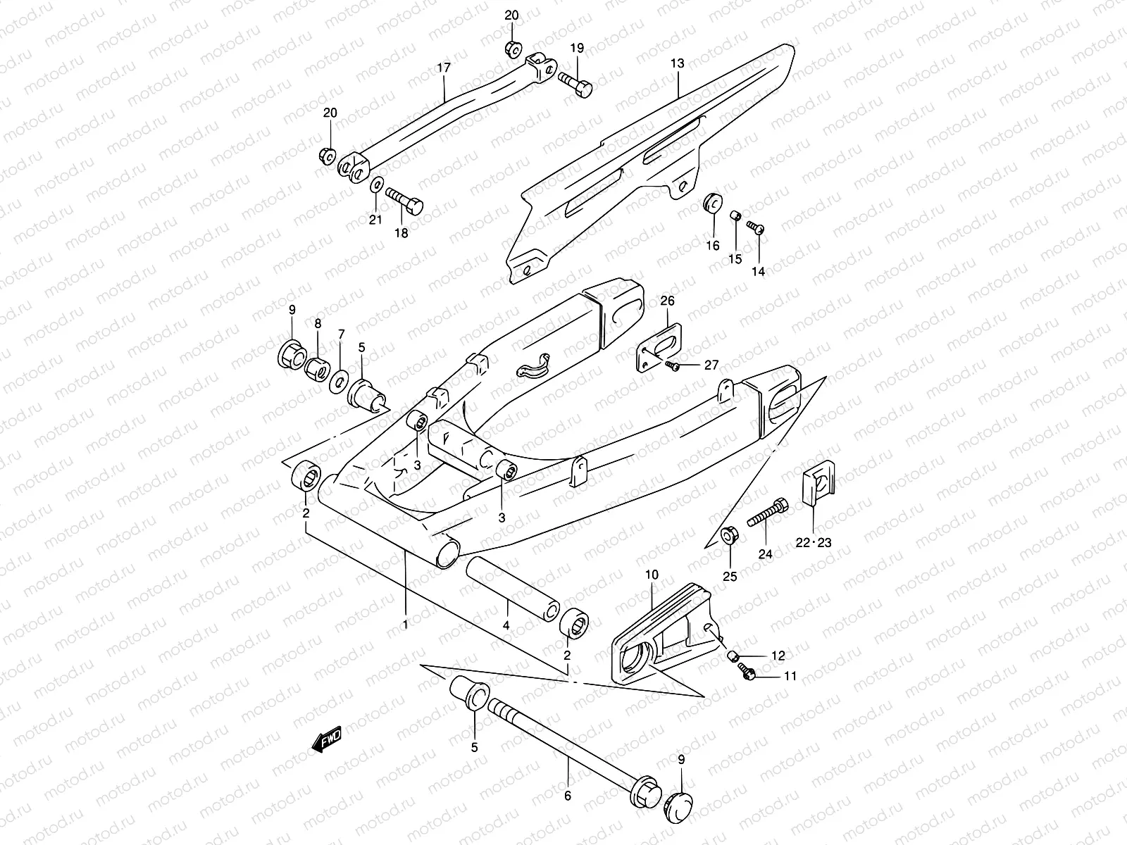 56 - REAR SWINGING ARM (GSF1200ST/SV/SW/SX/SY)
