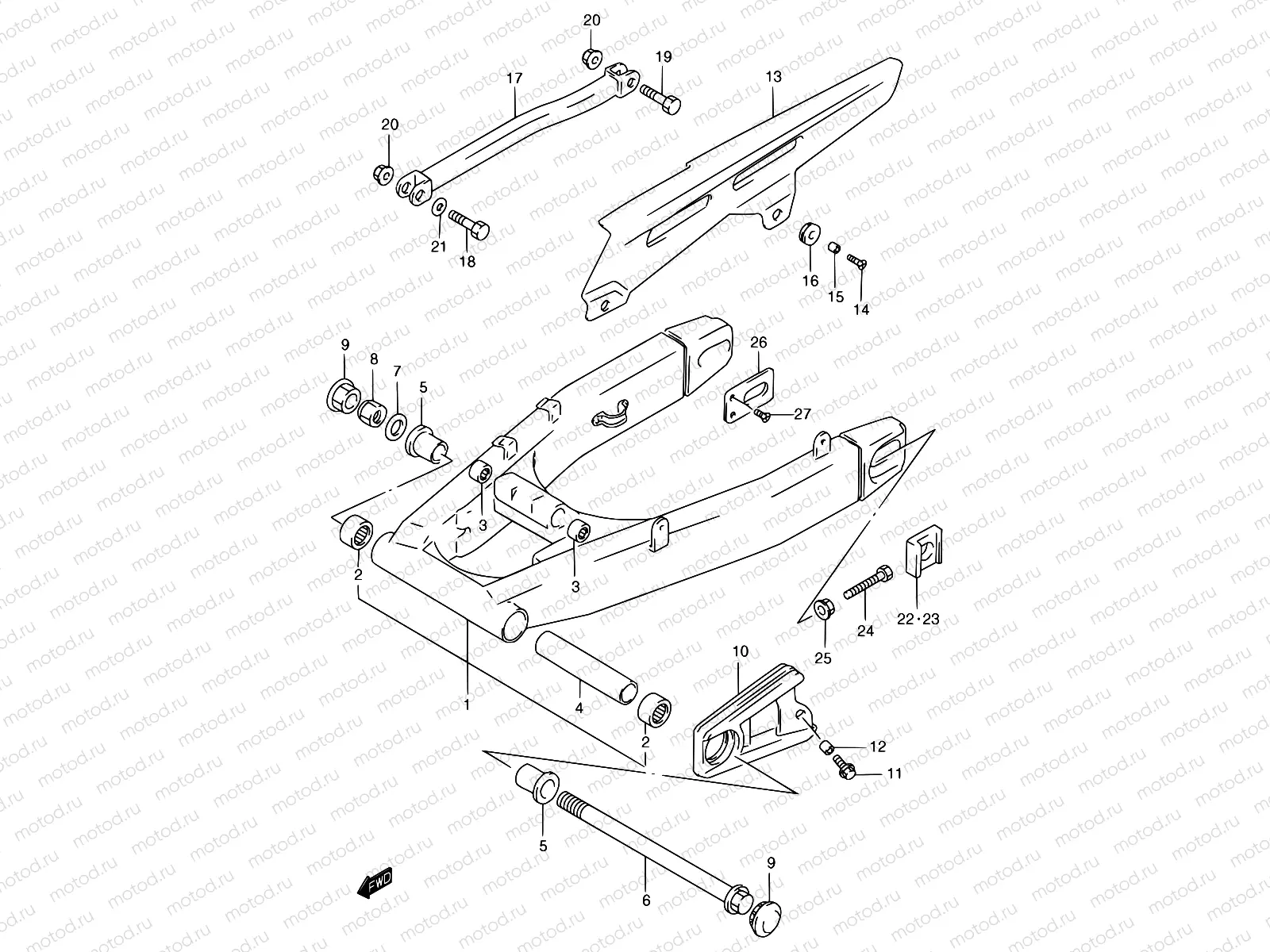 56 - REAR SWINGING ARM (GSF1200T/V/W/X/Y/ST/SV/SW/SX/SY)