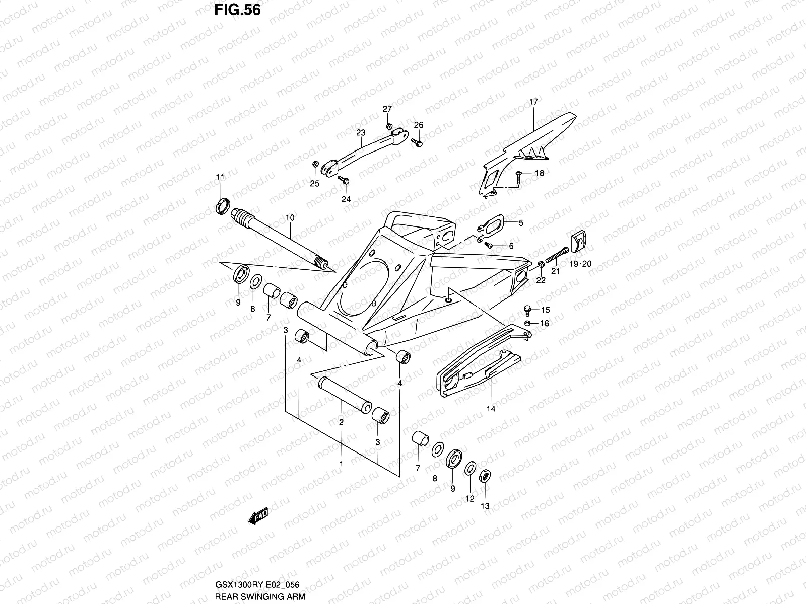 56 - REAR SWINGINGARM (MODEL X/Y/K1/K2)