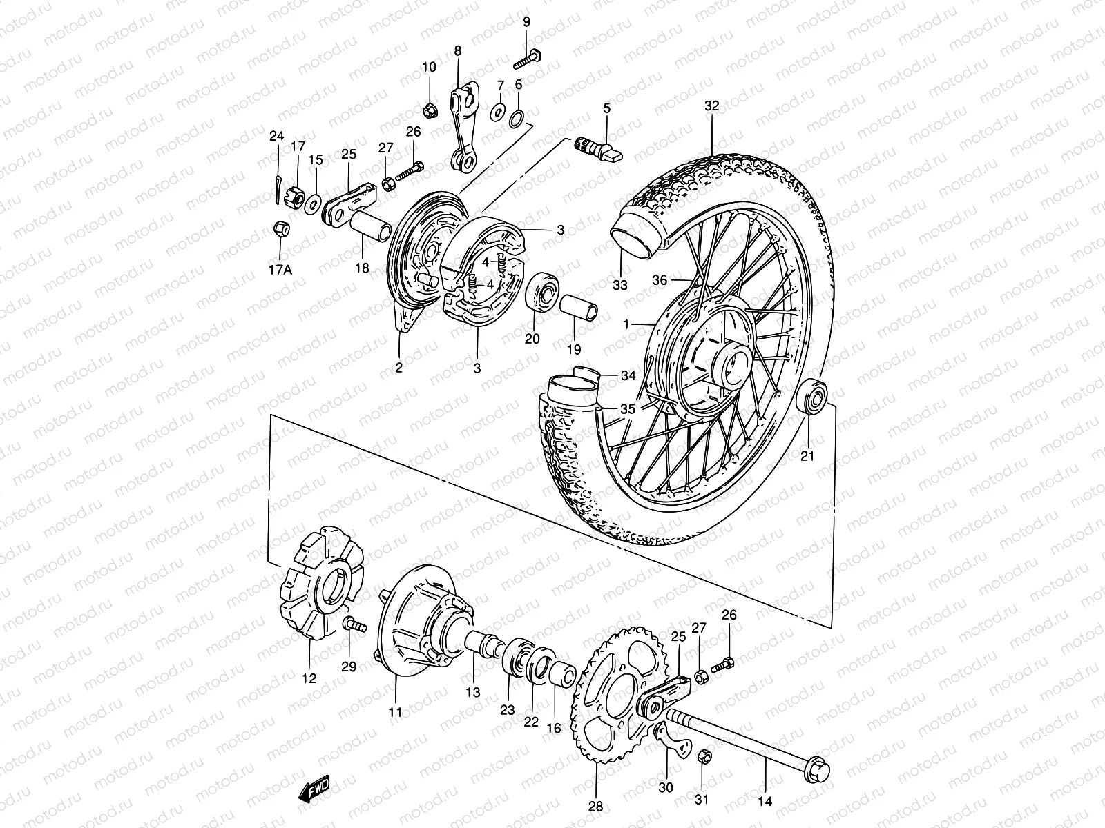 56 - REAR WHEEL (GN125Z/D/K/M/R)
