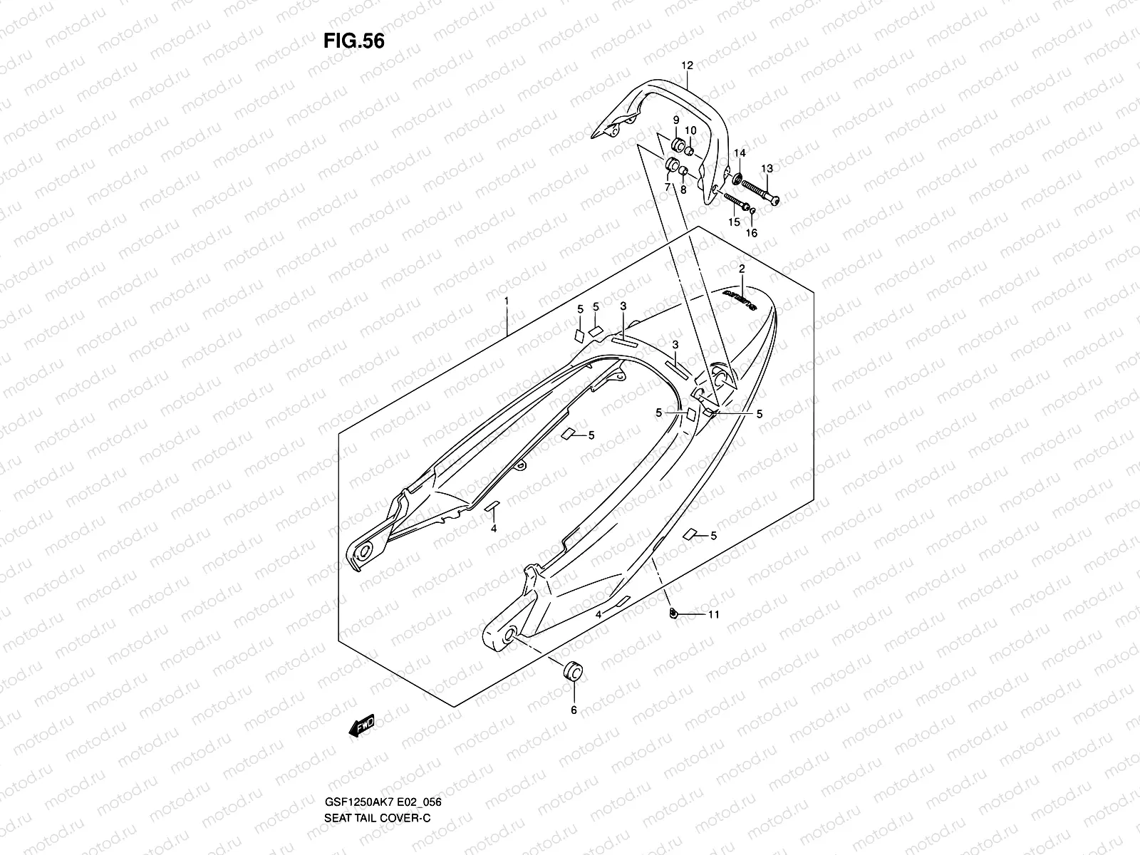56 - SEAT TAIL COVER (GSF1250SK7/SAK7/SK8/SAK8/SK9/SAK9/SL0/SAL0)