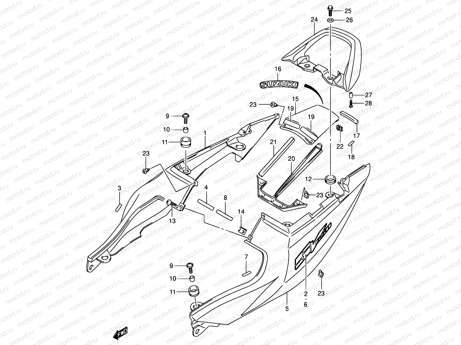56 - SEAT TAIL COVER (SV650K3/UK3)