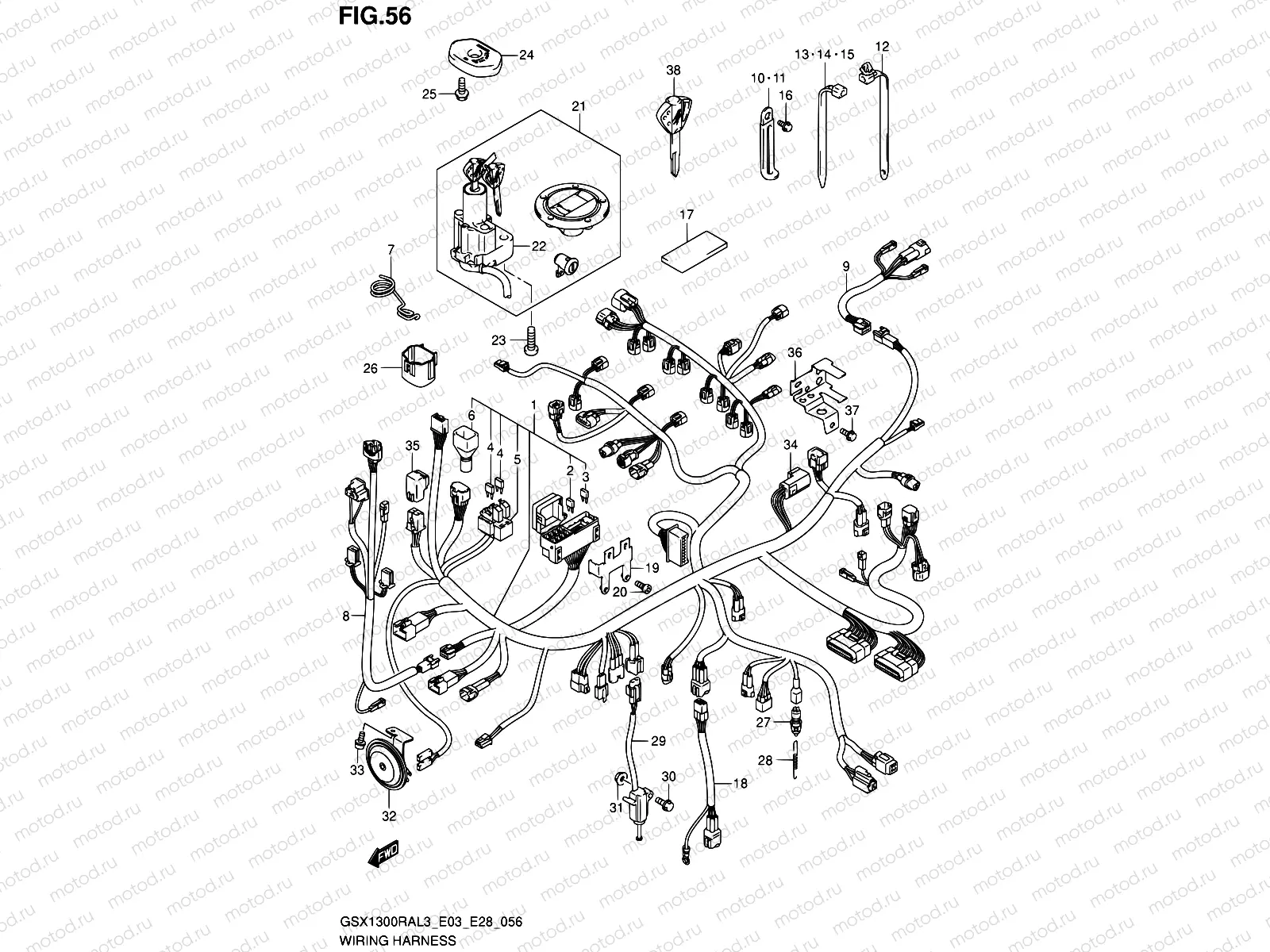 56 - WIRING HARNESS (GSX1300RAL3 E33)