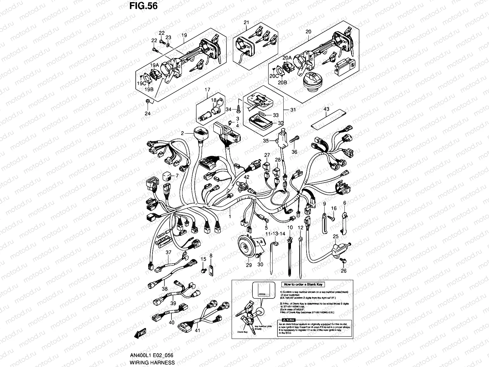 56 - WIRING HARNESS (IMOBI) (AN400AL1 E24)
