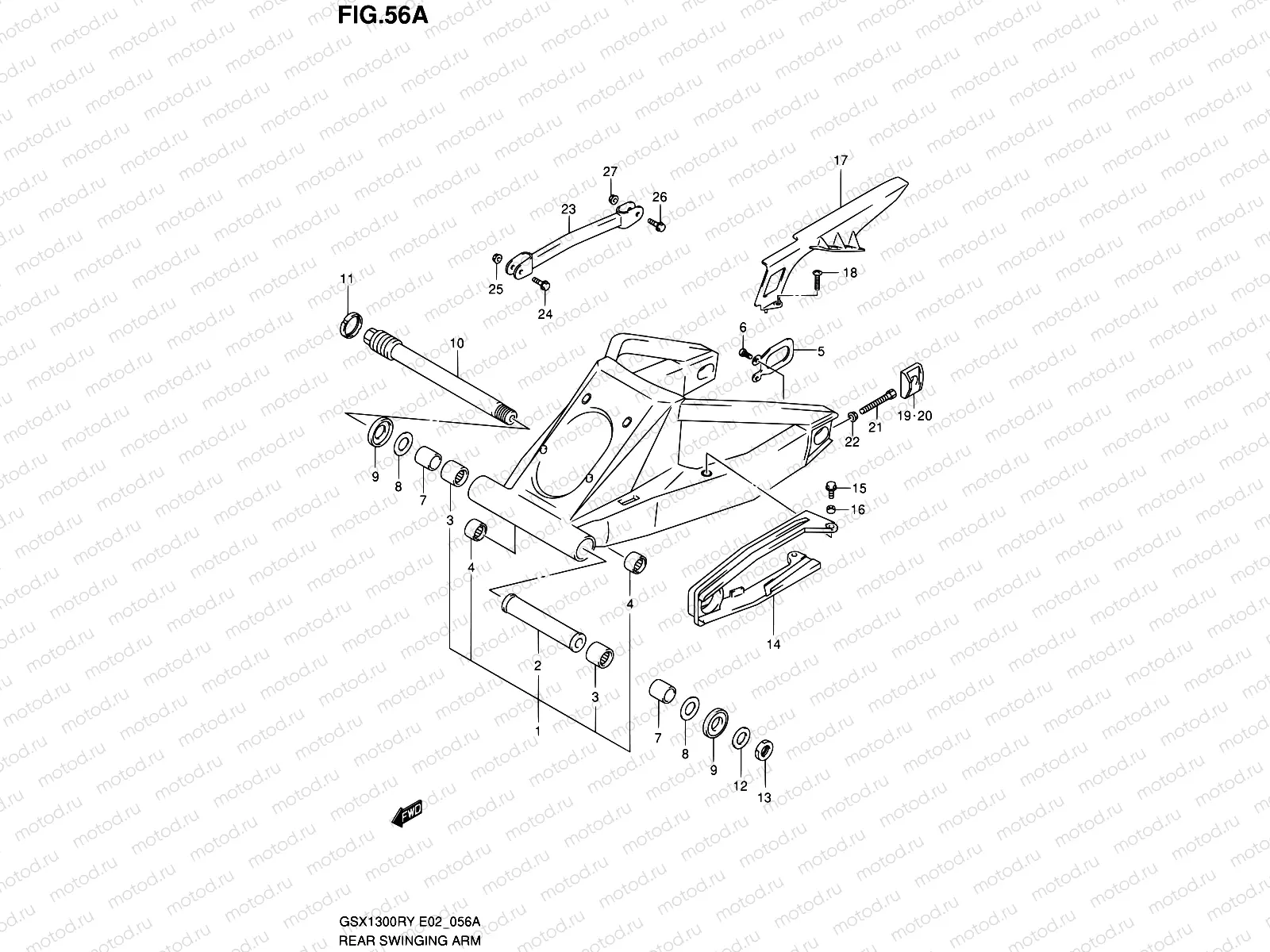 56A - REAR SWINGINGARM (MODEL K3)