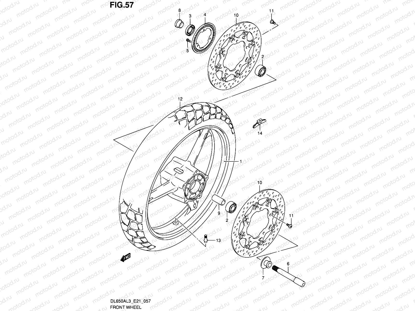 57 - FRONT WHEEL (DL650AUEL3 E21)