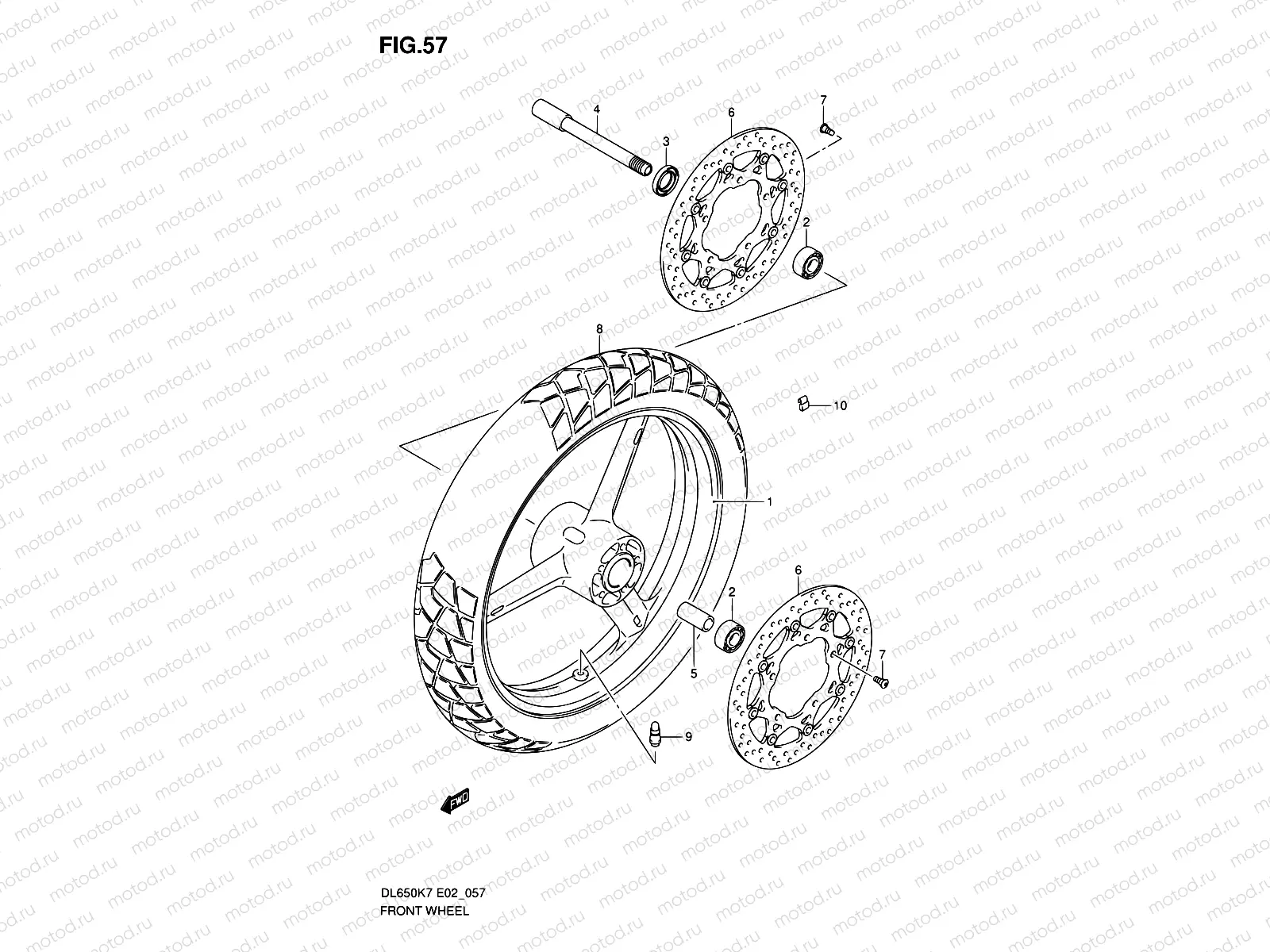 57 - FRONT WHEEL (DL650K7/K8/K9/L0/UEL0)