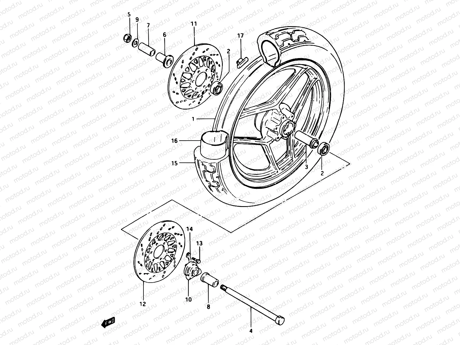 57 - FRONT WHEEL (GSX750ESD)