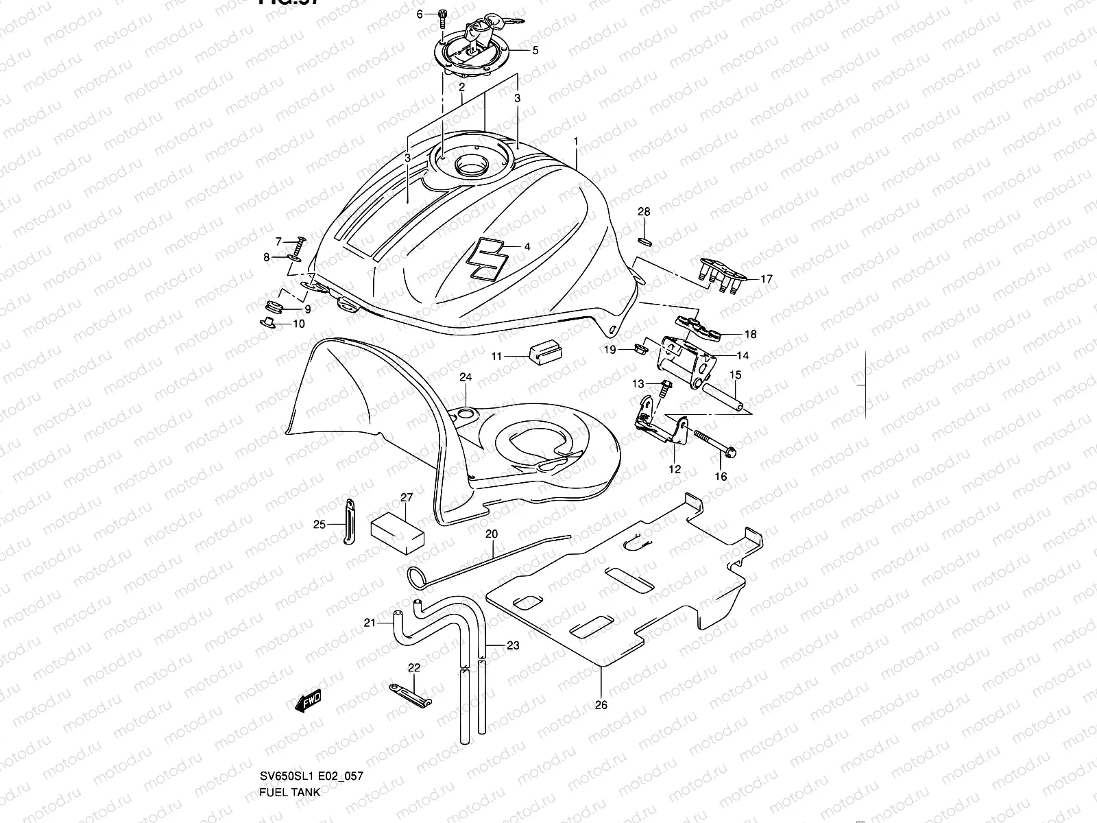 57 - FUEL TANK (SV650SL1 E24)