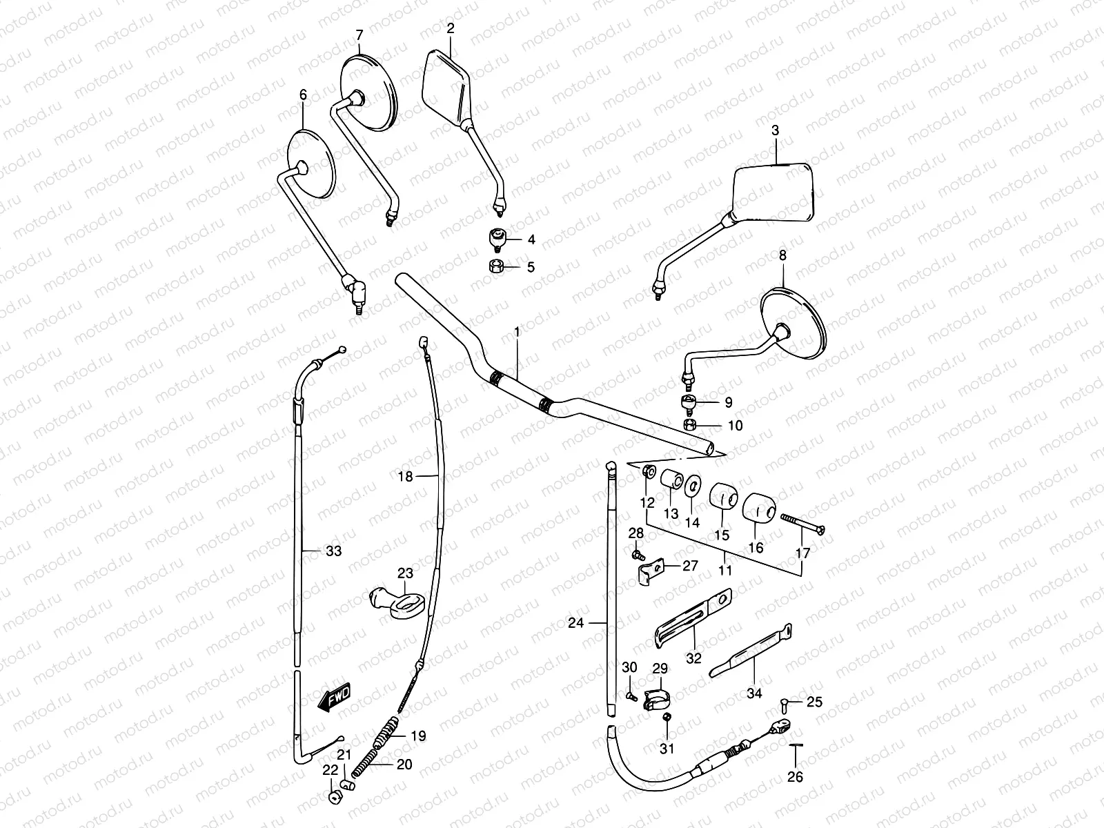 57 - HANDLEBAR - FRONT CABLE (GS125Z/D)