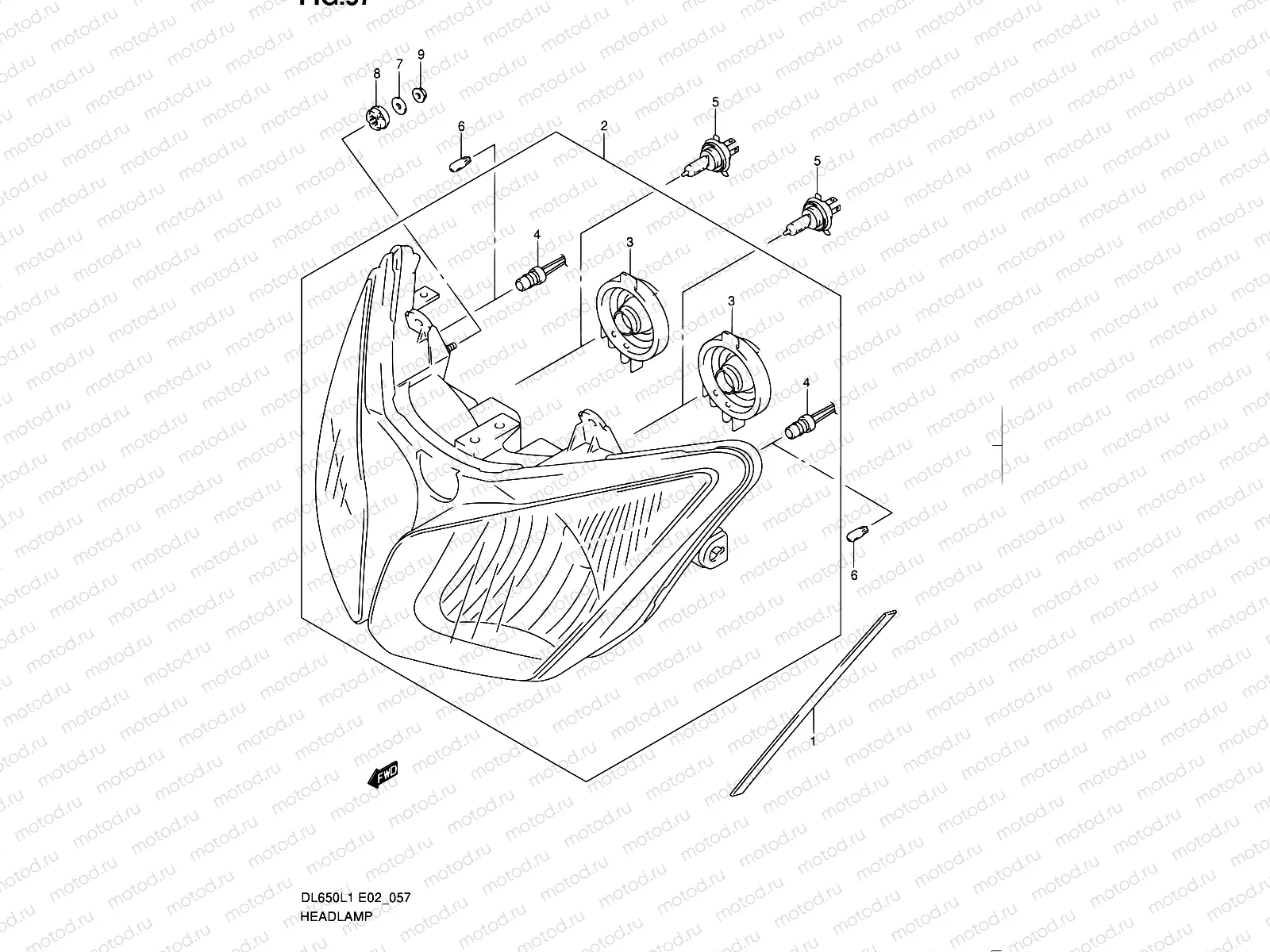 57 - HEADLAMP (DL650UEL1 E19)