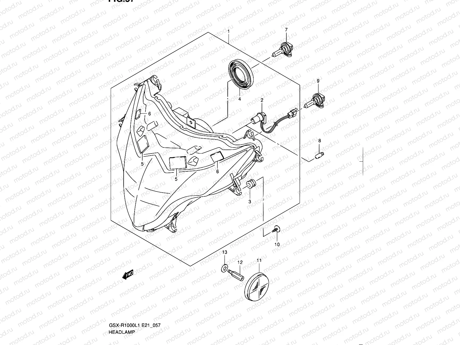 57 - HEADLAMP (GSX-R1000L1 E24)