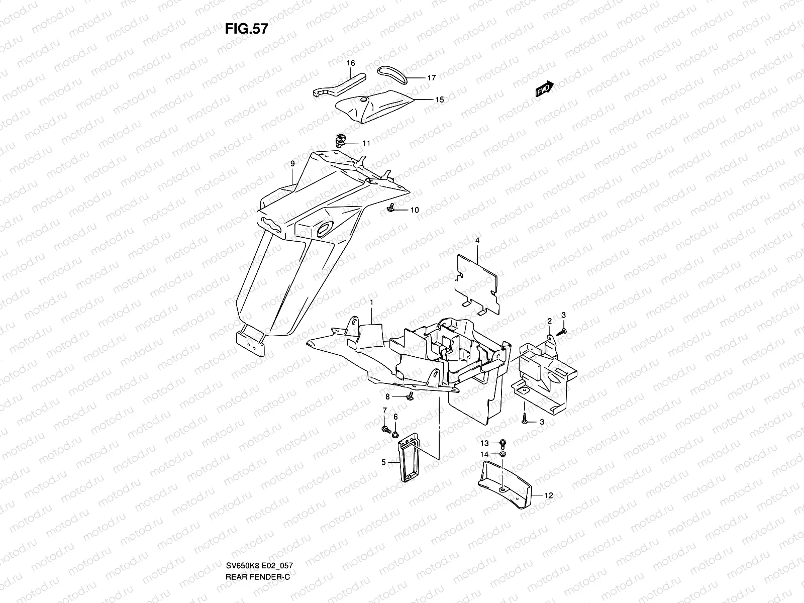 57 - REAR FENDER (WITHOUT ABS)