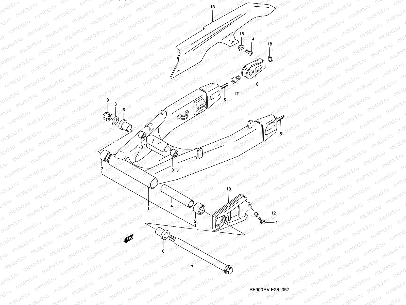 57 - REAR SWINGING ARM (MODEL R/S)