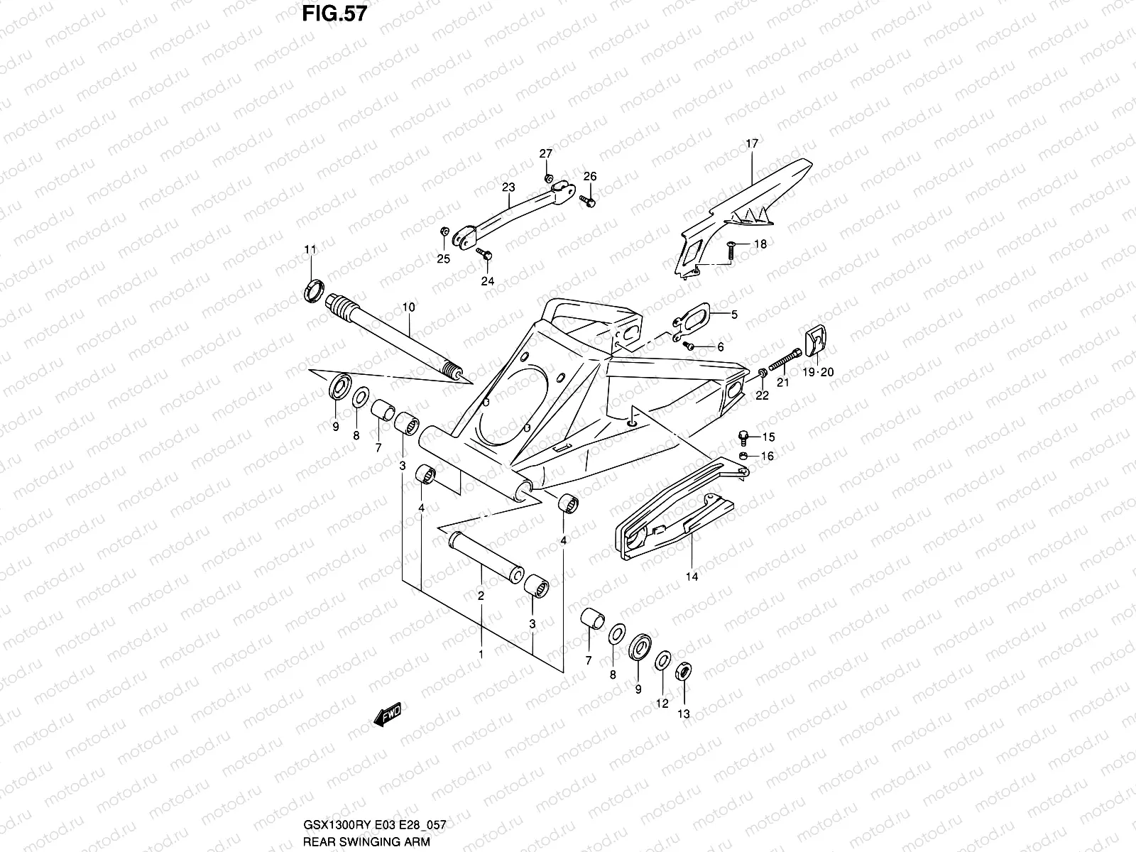 57 - REAR SWINGING ARM (MODEL X/Y/K1/K2)