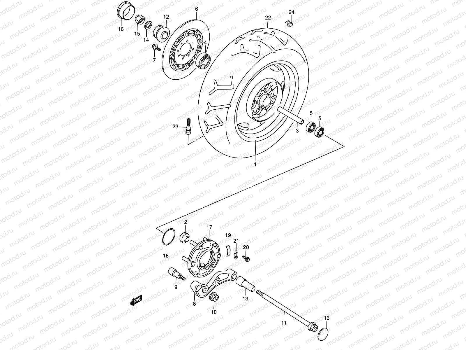 57 - REAR WHEEL (MODEL W/X)
