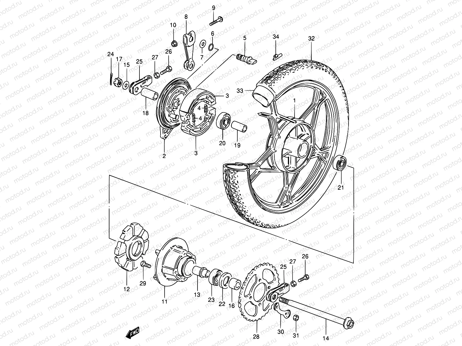 57 - REAR WHEEL (SEE NOTE)