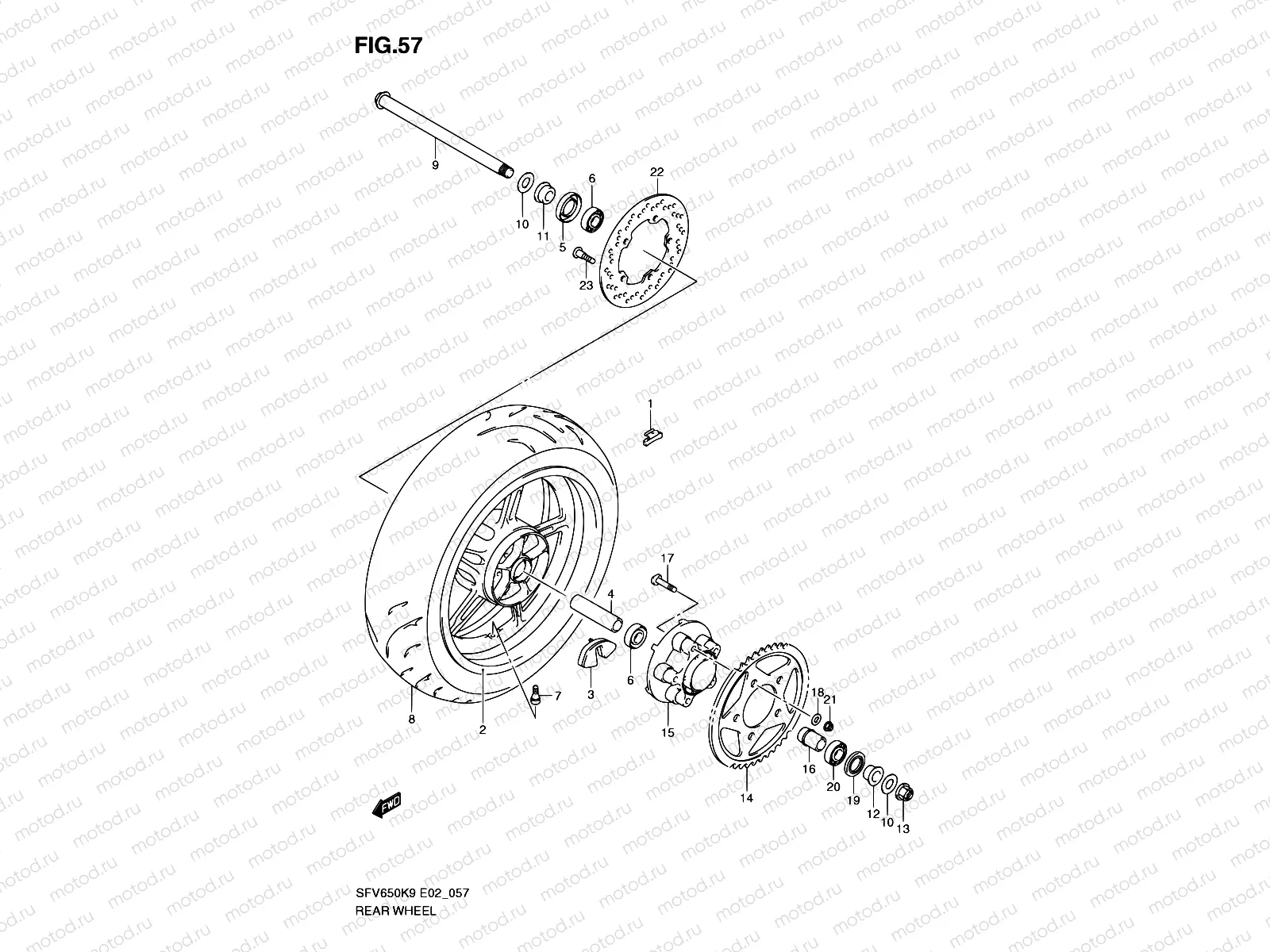 57 - REAR WHEEL (SFV650K9/UK9/L0/UL0)