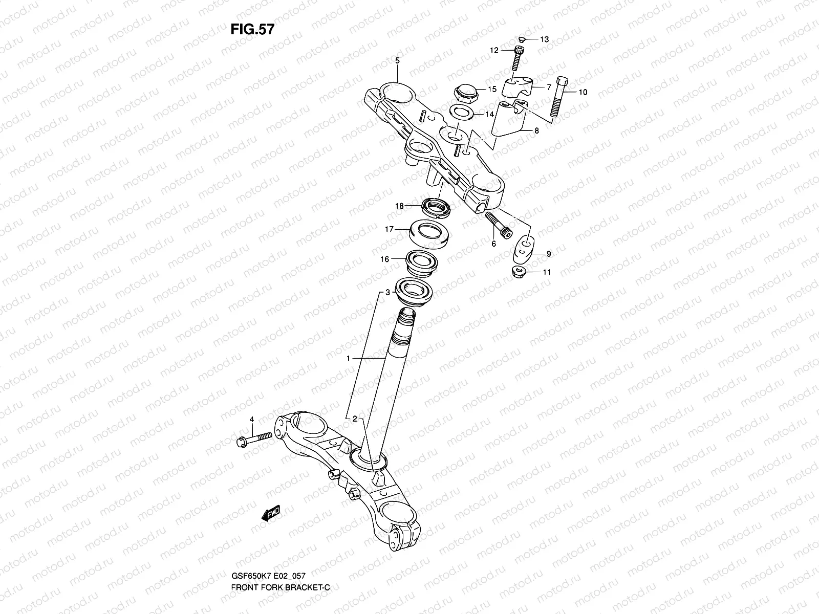 57 - STEERING STEM (GSF650SK7/SUK7/SAK7/SUAK7/SK8/SUK8/SAK8/SUAK8)