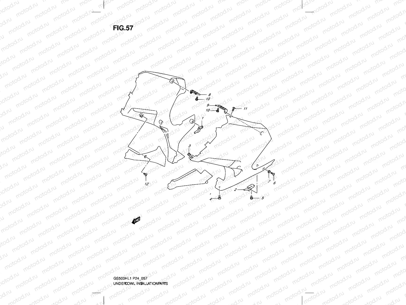 57 - UNDER COWLING INSTALLATION PARTS (GS500FH)