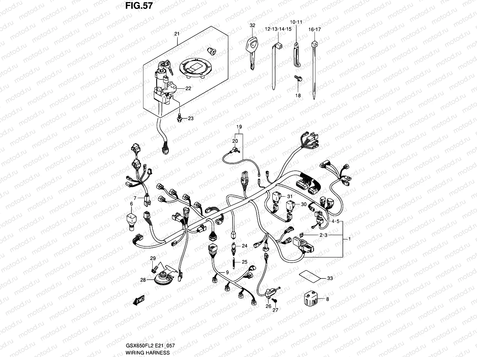 57 - WIRING HARNESS (GSX650FUAL2 E21)
