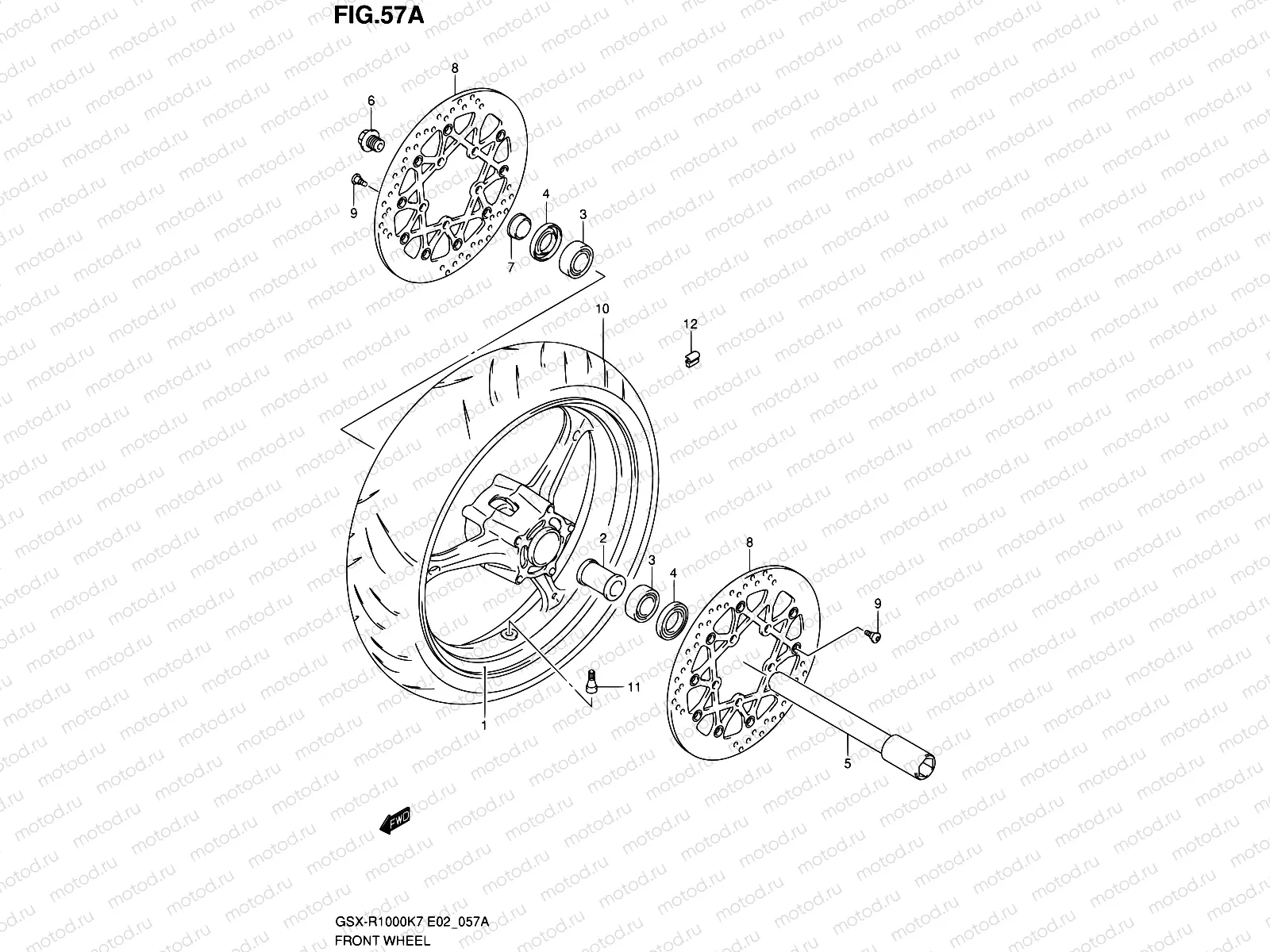 57A - FRONT WHEEL (GSX-R1000K8 E02,E19,U2E19,E24,E51,P37)