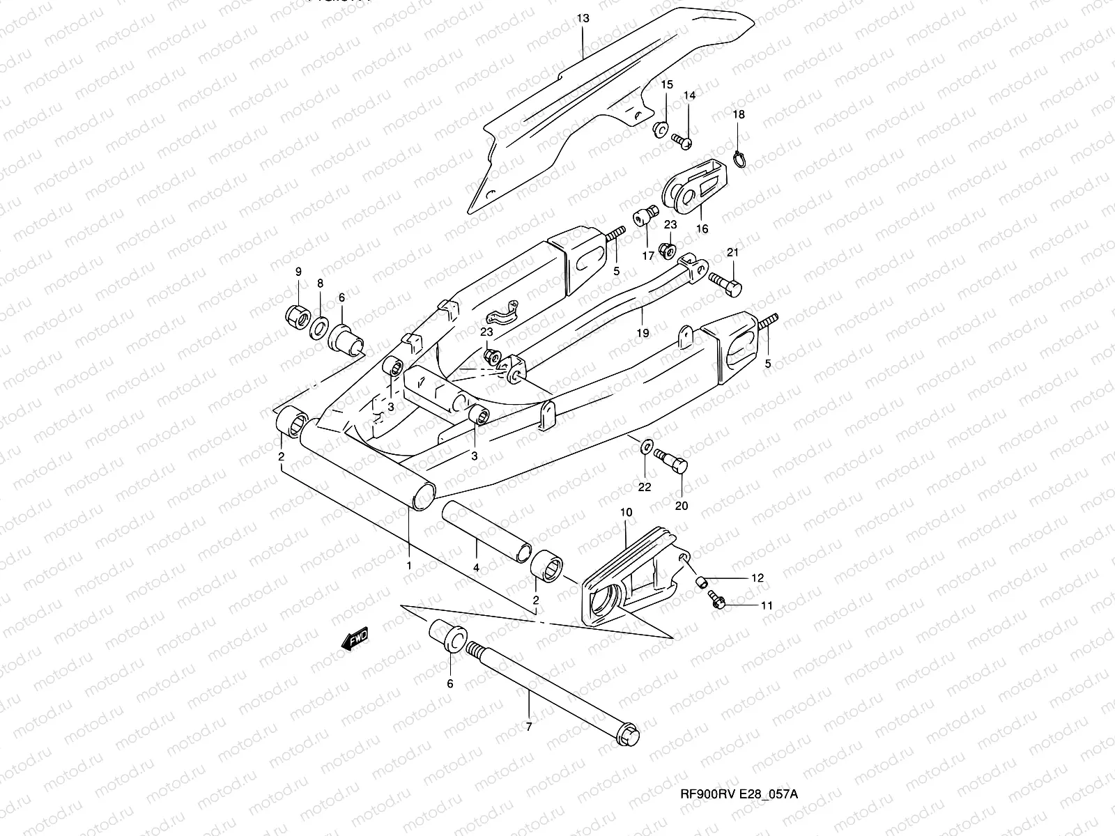 57A - REAR SWINGING ARM (MODEL T/V)