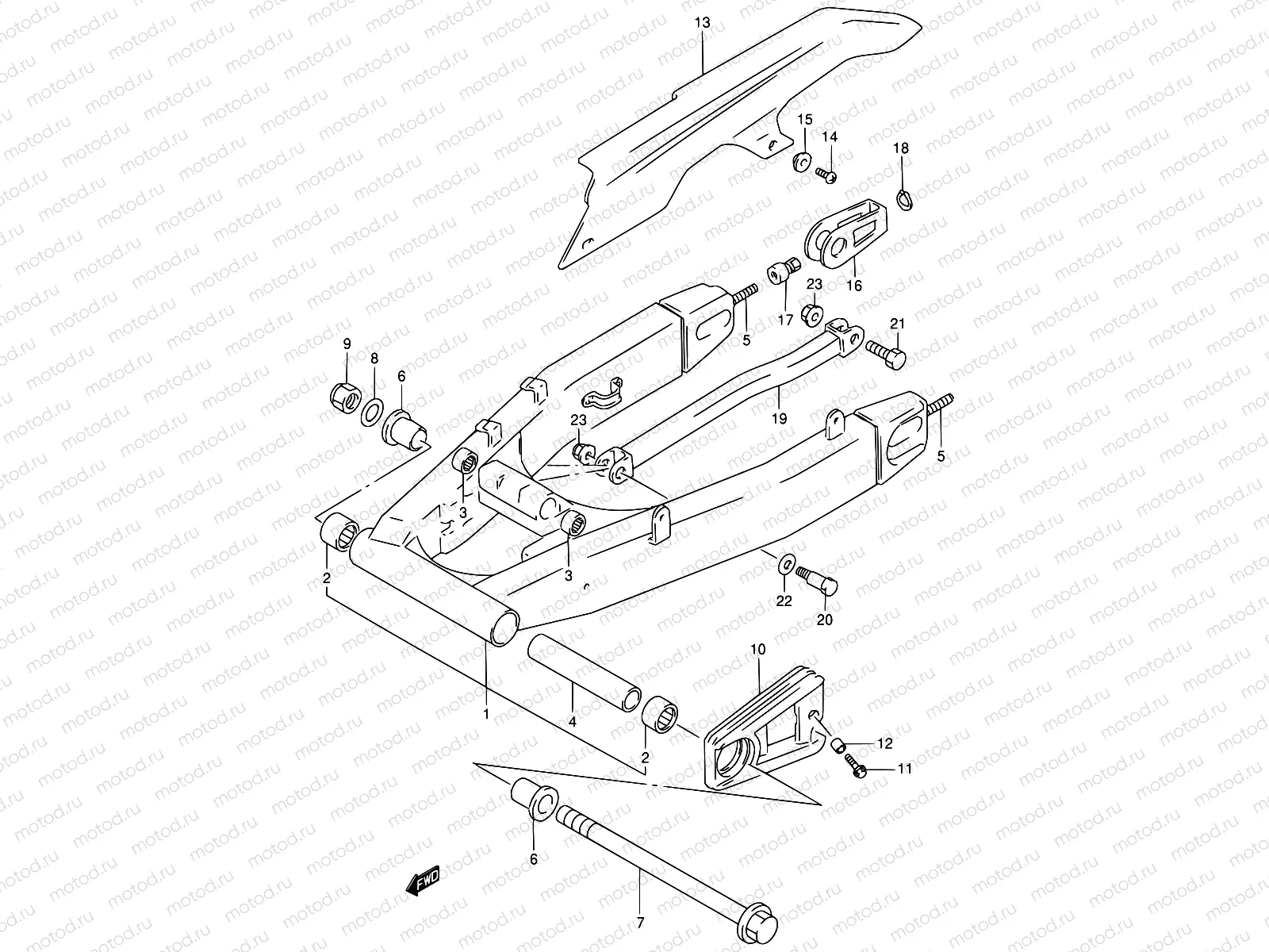 57A - REAR SWINGING ARM (MODEL T/V/W)