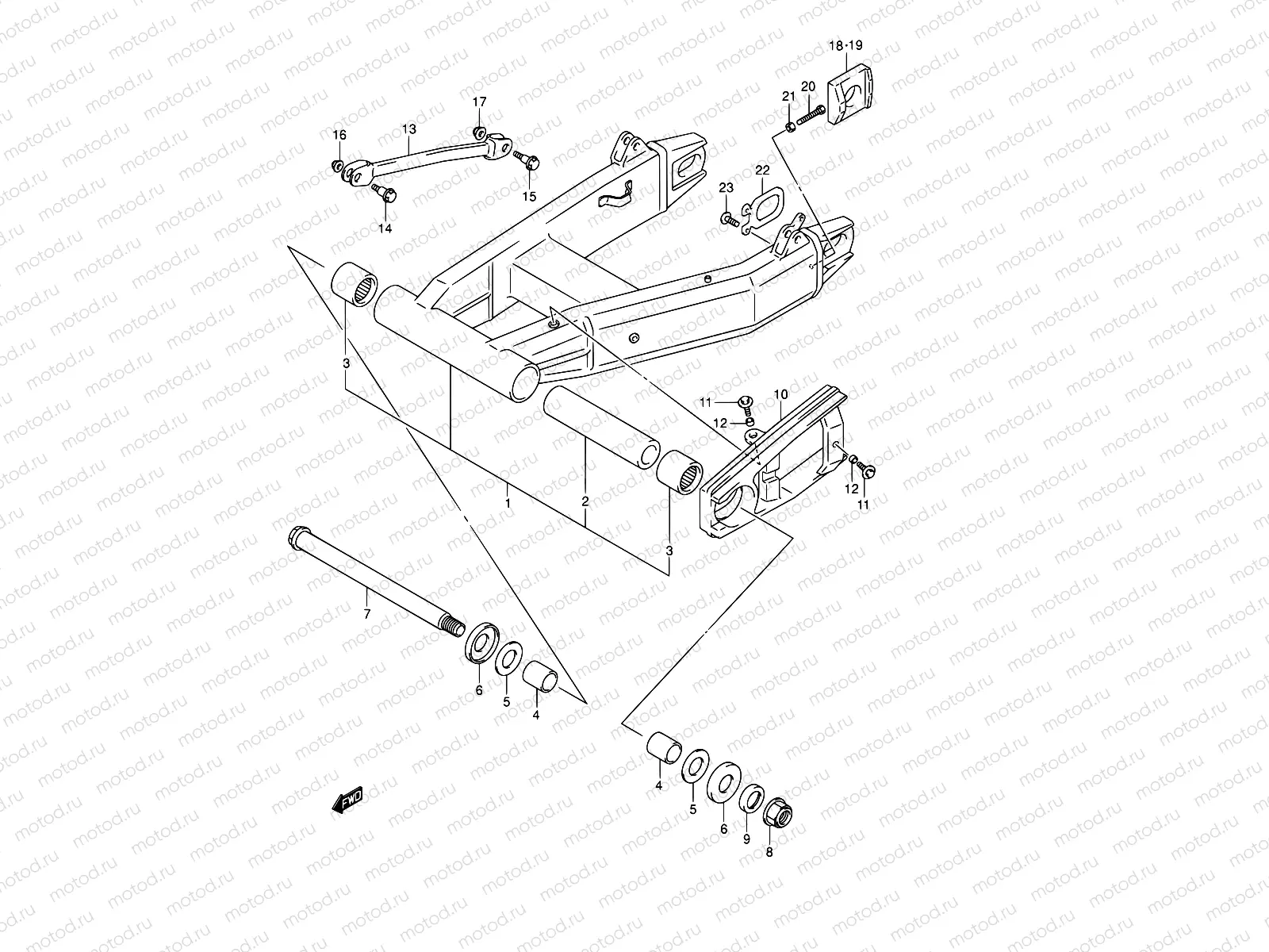 57A - REAR SWINGINGARM (MODEL K3/K4/K5)