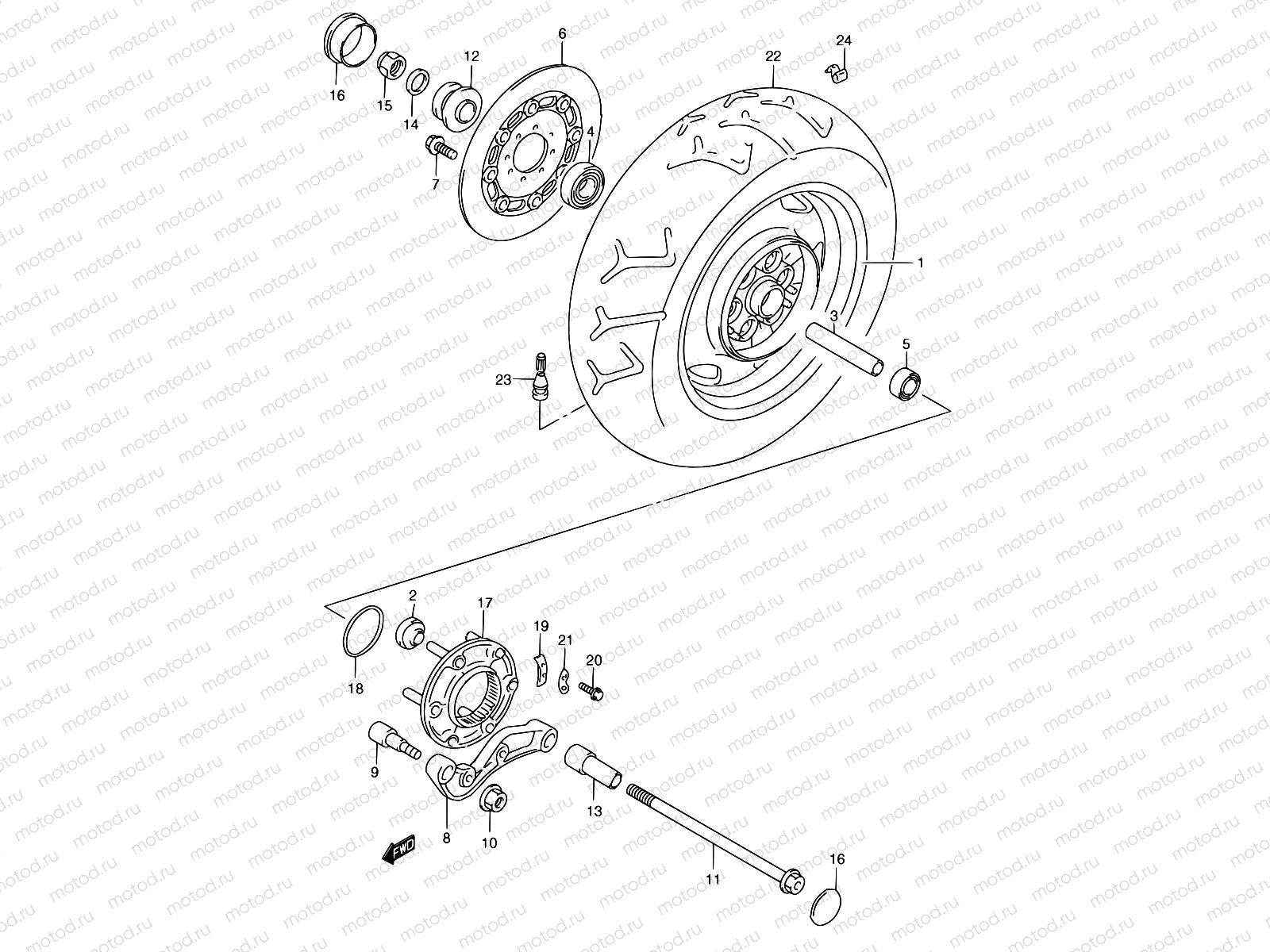 57A - REAR WHEEL (MODEL Y/K1)