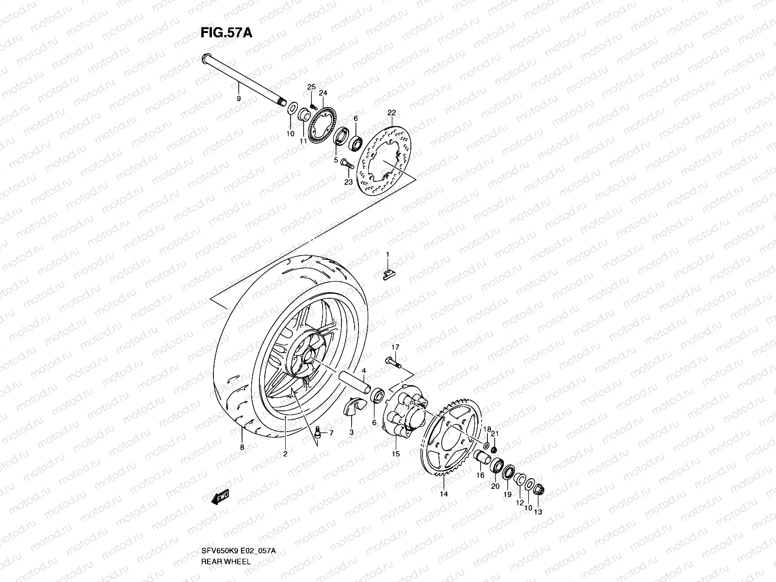 57A - REAR WHEEL (SFV650AK9/UAK9/AL0/UAL0)