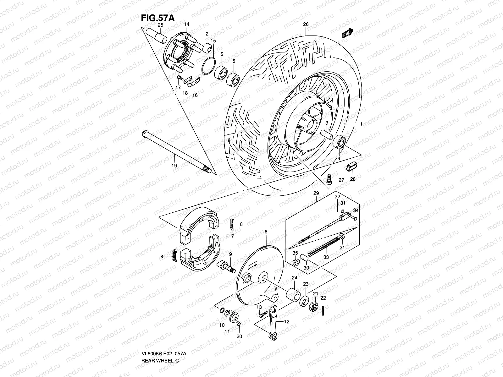 57A - REAR WHEEL (VL800CK8/CUEK8/CK9/CUEK9/CL0/CUEL0)