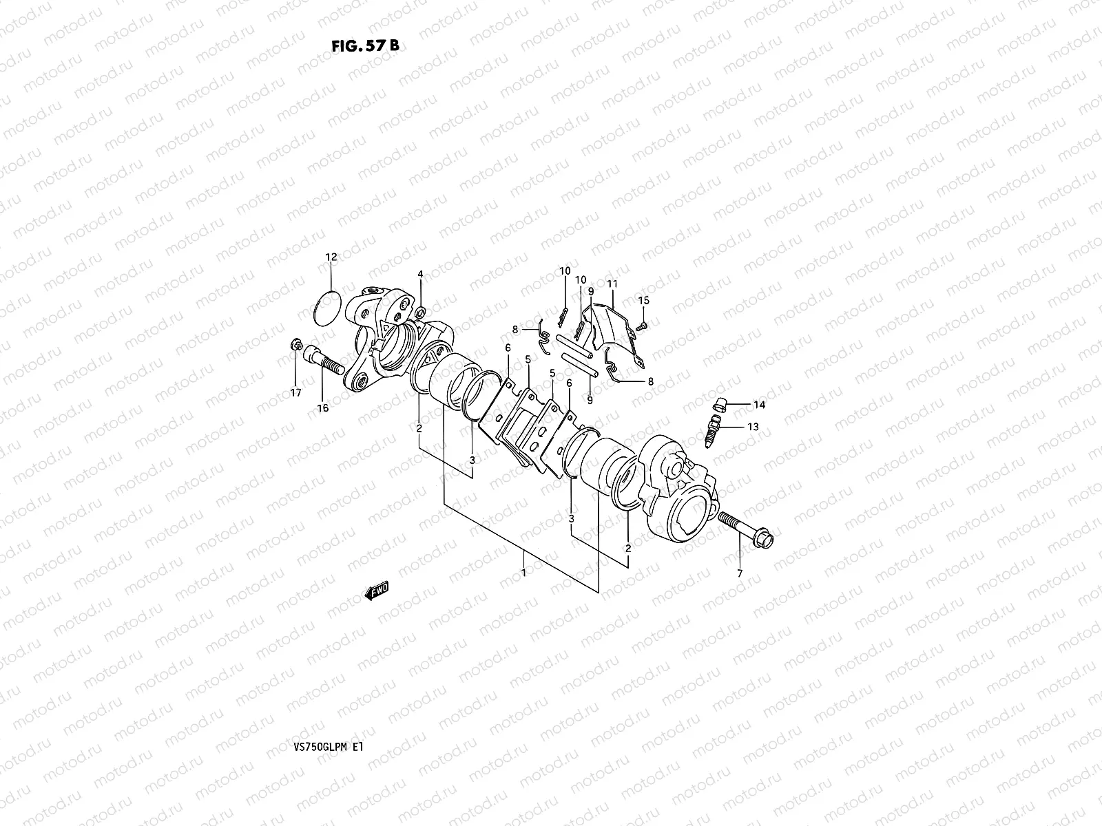 57B - FRONT CALIPER (MODEL J/K/L/M)