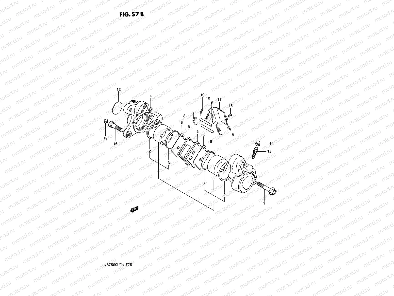 57B - FRONT CALIPER (MODEL J/K/L/M)