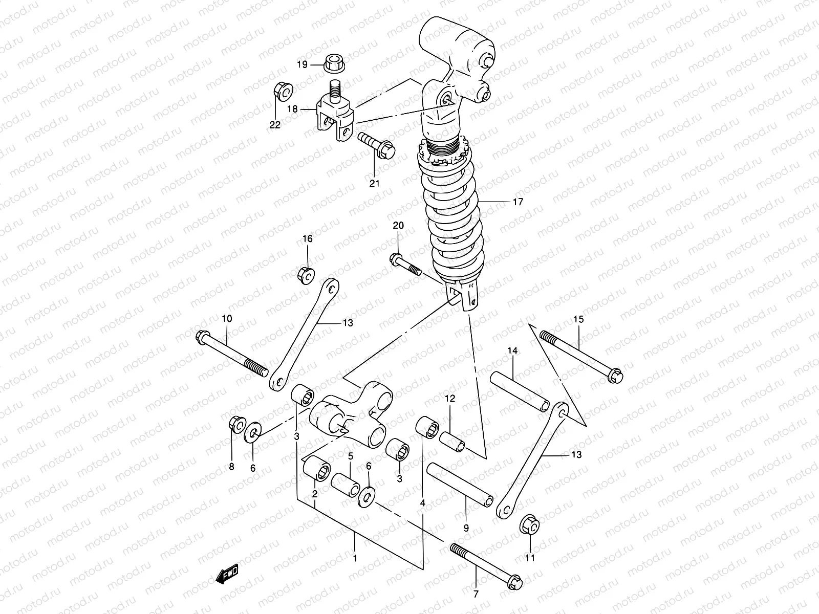 57B - REAR CUSHION LEVER (MODEL W/X)